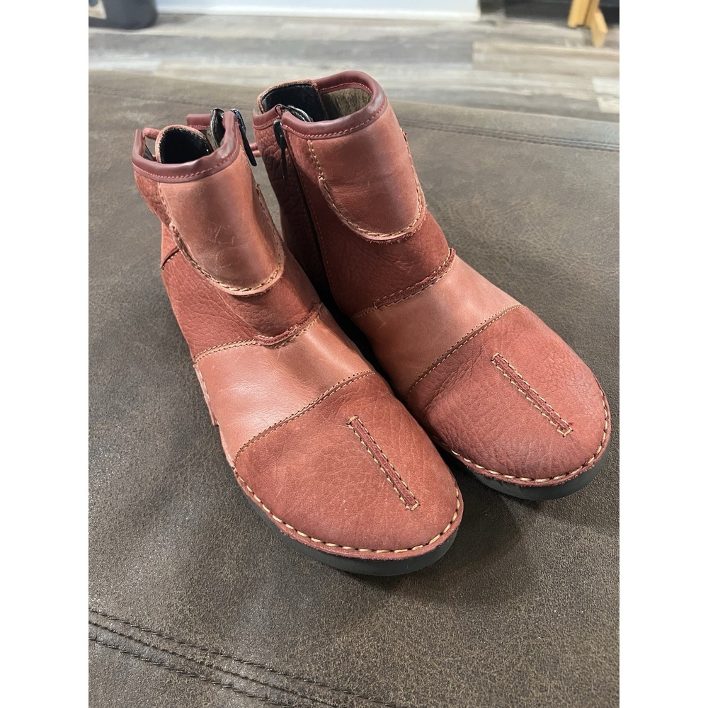 Josef Seibel Fergey 46 Women's 37 Ankle Boots Side Zip Red‎ U.S. Size 7 Casual